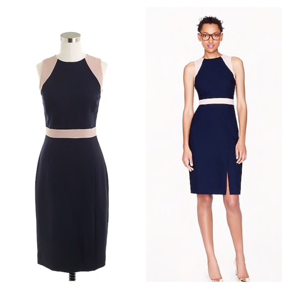 J. Crew Dresses & Skirts - J. Crew Gwen color block dress in Navy/nude Sz 10